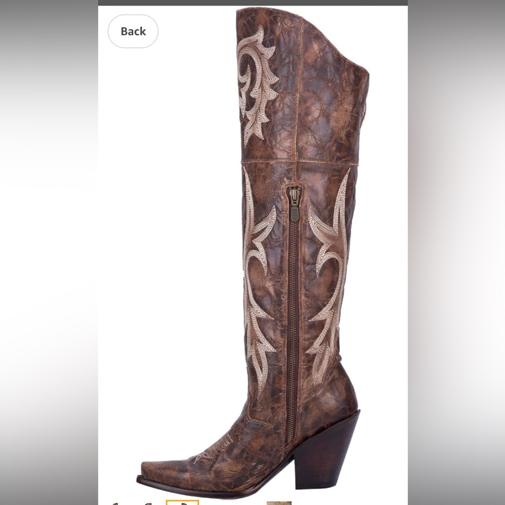Dan Post Womens Jilted Embroidered Dress Boots Over the Knee High Heel - Brown